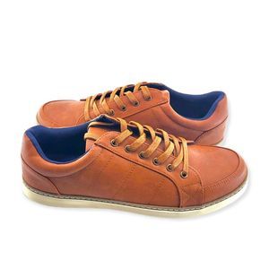 Jousen Milan AMY877 Mens Leather Casual Lace Up Sneaker Shoes Brown Size 9